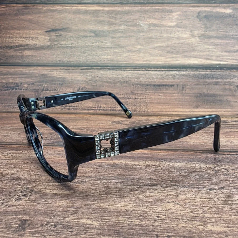 Liz Claiborne L534/S JTW Blue Marble Eyeglasses 55-16-130 Rhinestone Detail